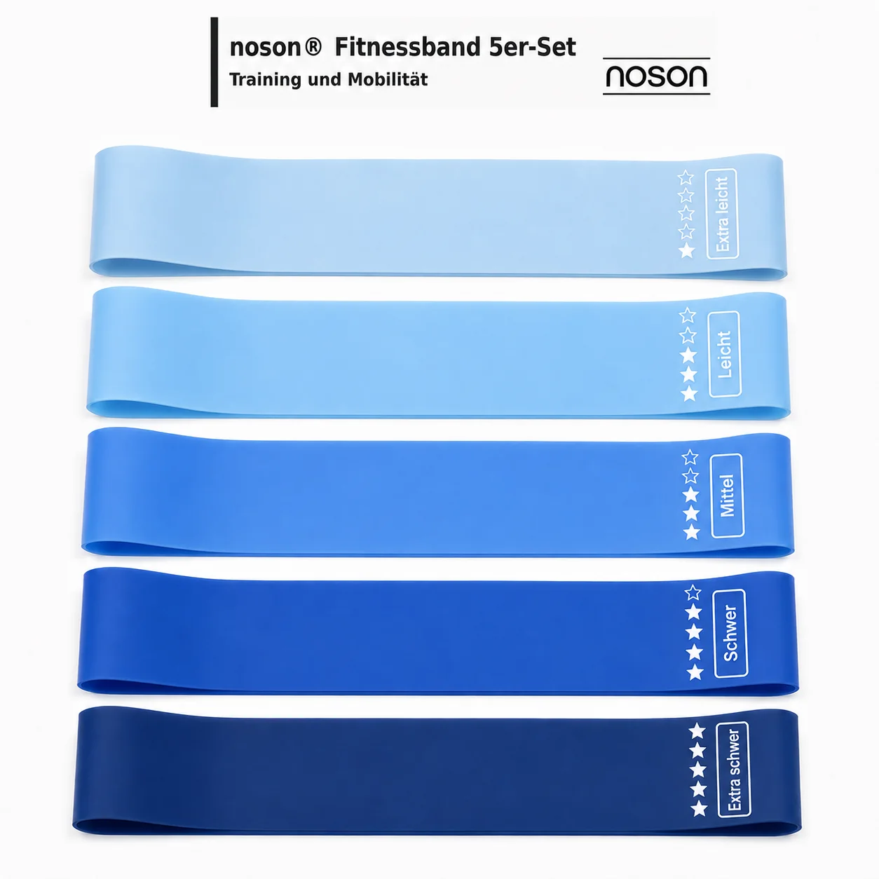 noson® Fitnessband 5er-Set für Training und Mobilität