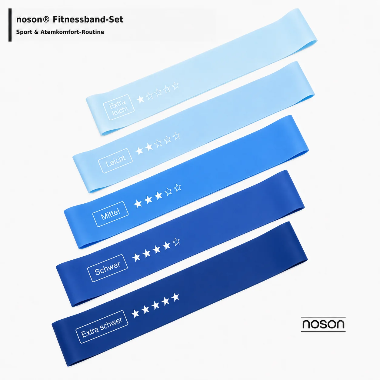 noson® Fitnessband blaues Set für Sport und Atemkomfort-Routine