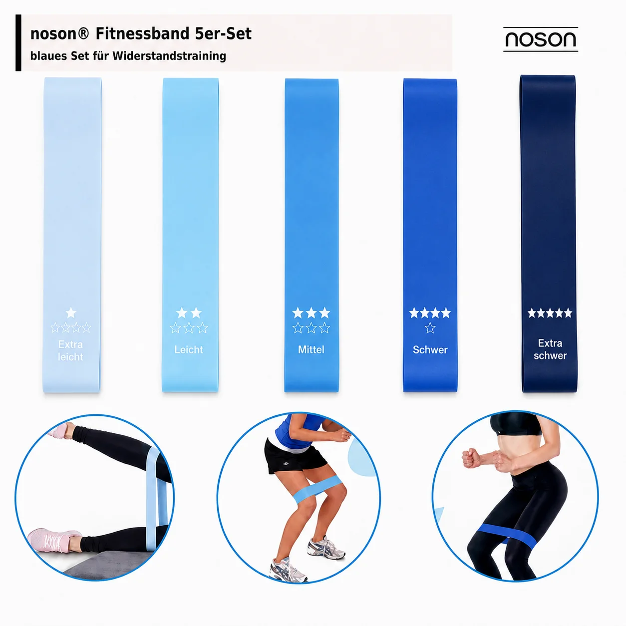 noson® Fitnessband Set für Training, Reise und Atemkomfort
