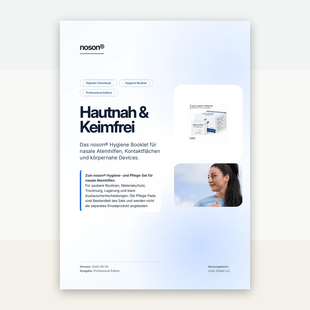 Echtes Frontcover des noson Hautnah und Keimfrei Hygiene E-Books als Acrobat-interaktives PDF