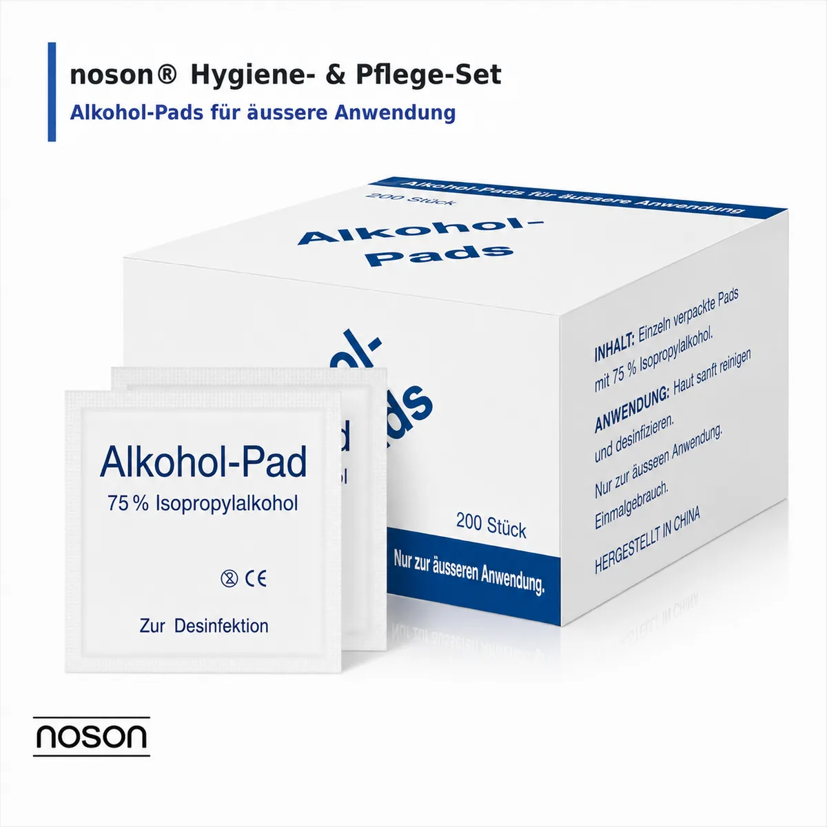 noson® Hygiene- und Pflege-Set mit Alkohol-Pads fuer aeussere Reinigung