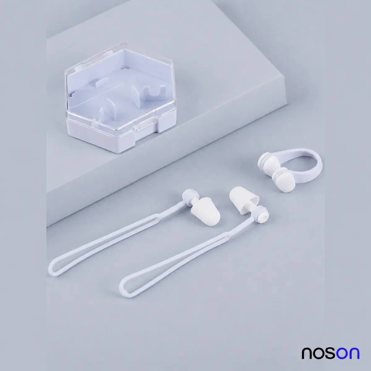 noson® Nasenclip & Ohrstöpsel-Set für Schwimmen und Atemtraining - noson® Ohrstöpsel und Nasenclip Set mit Reisebox