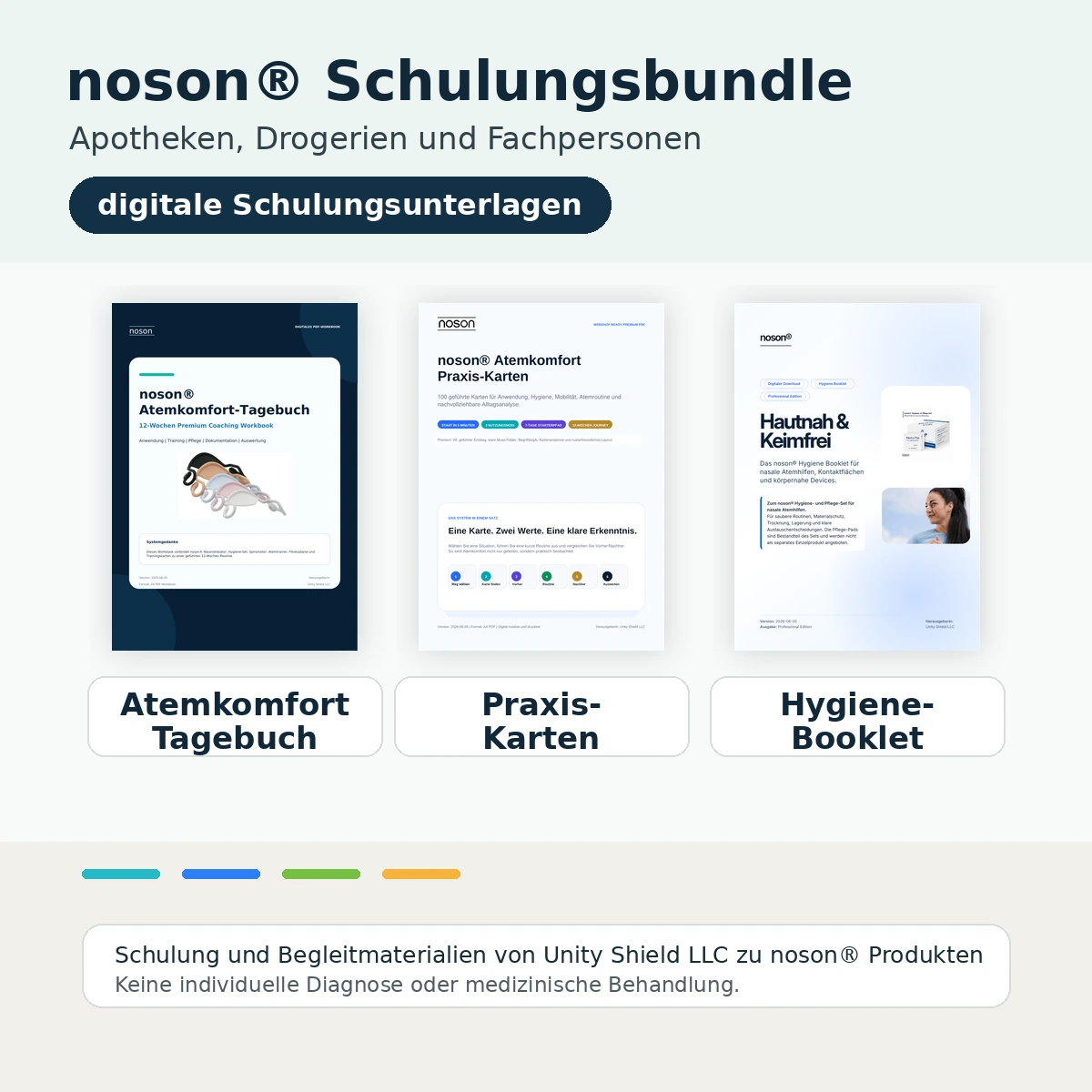noson Schulungsbundle fuer Apotheken und Drogerien mit echten digitalen Schulungsunterlagen und PDF-Frontcovern