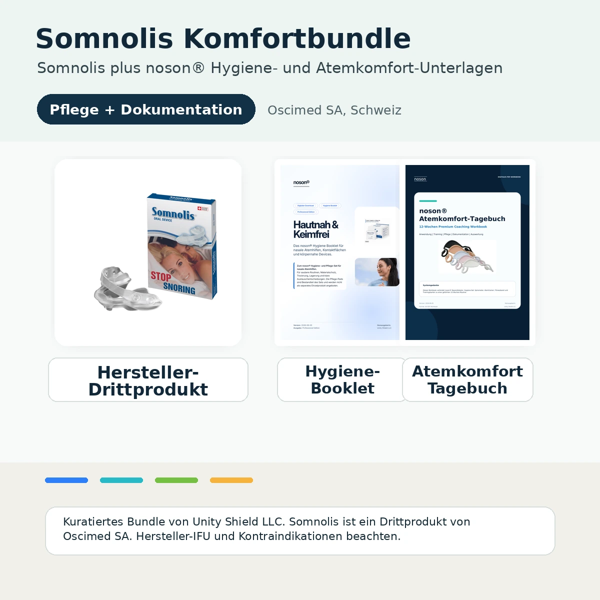 Somnolis Komfortbundle mit Oscimed SA Somnolis und digitalen noson Hygiene und Atemkomfort Unterlagen